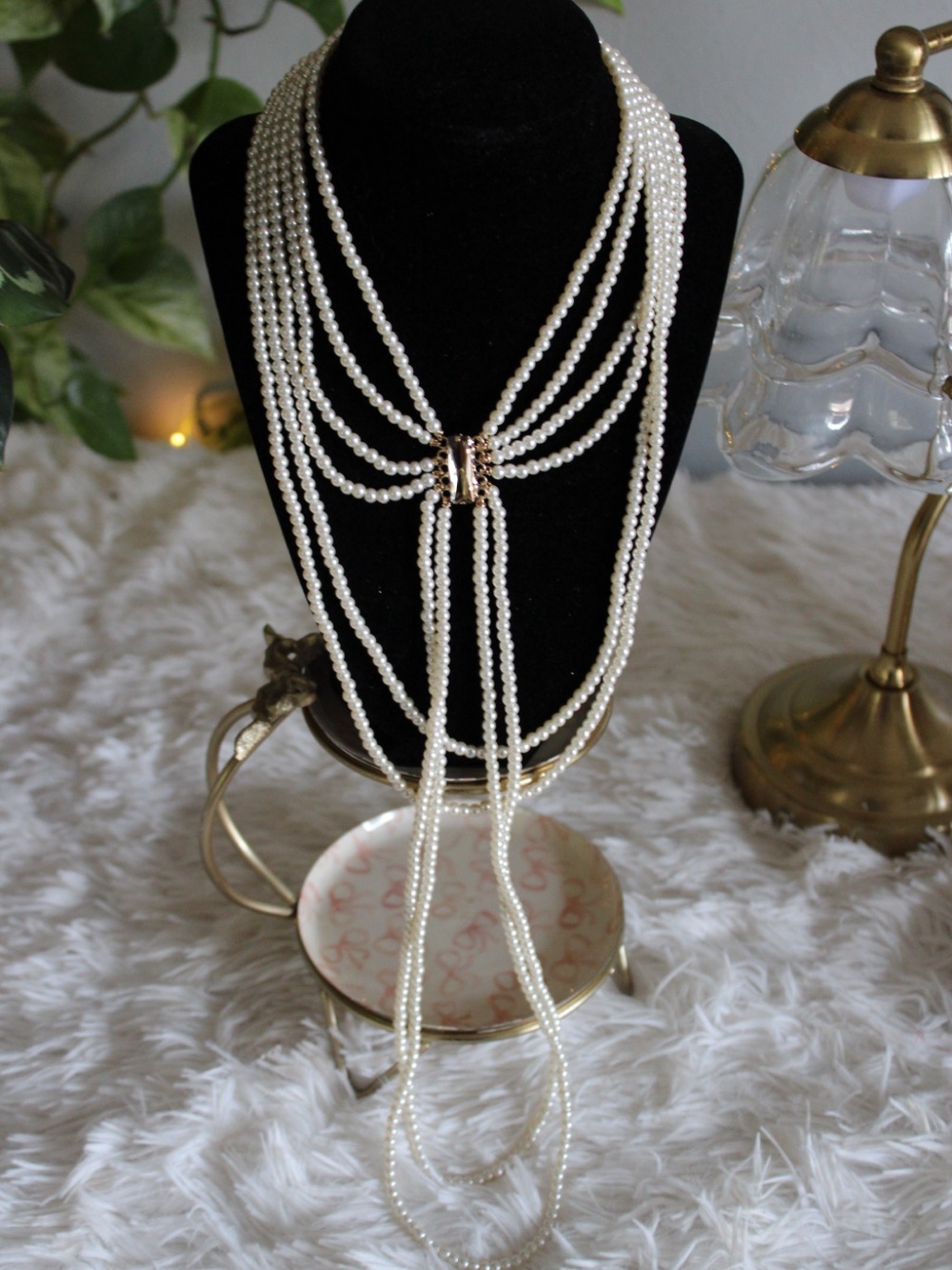Anthropologie Multi-Strand Faux Pearl Statement Necklace NWT - Picture 2 of 15